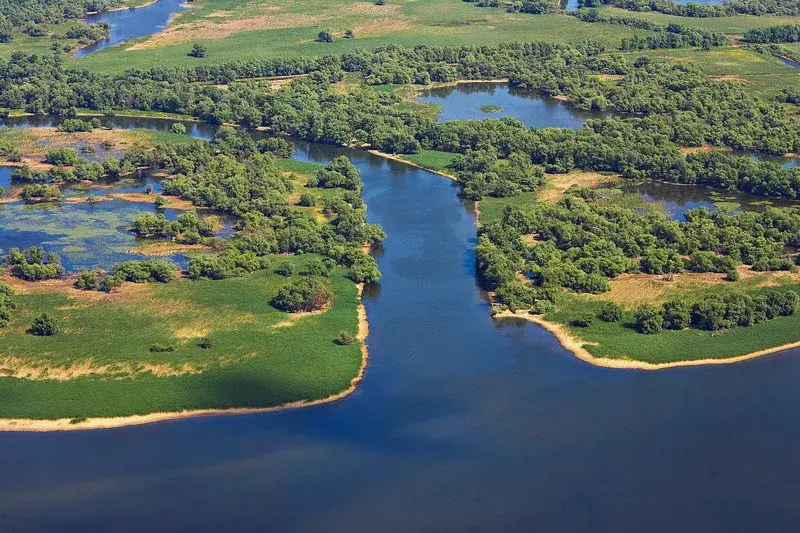 Birdwatching in the Danube Delta — pelicans on the open lake, UNESCO Biosphere Reserve